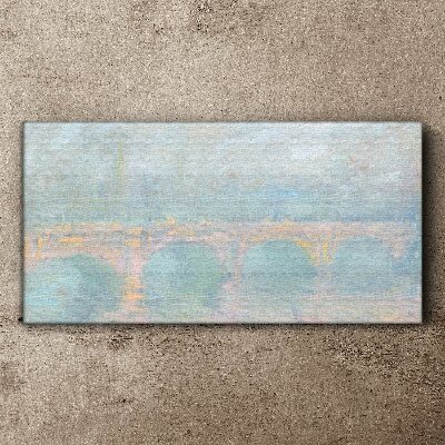 Bridge in the morning fog Canvas print
