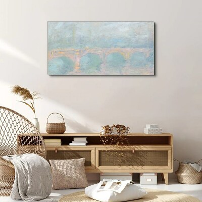 Bridge in the morning fog Canvas print