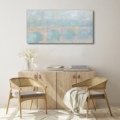 Bridge in the morning fog Canvas print