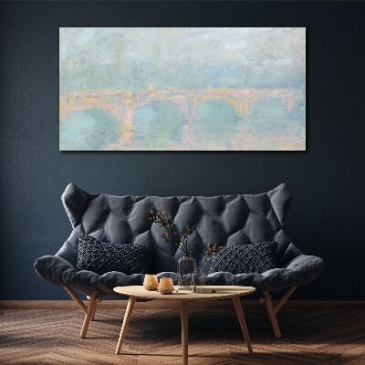 Bridge in the morning fog Canvas print