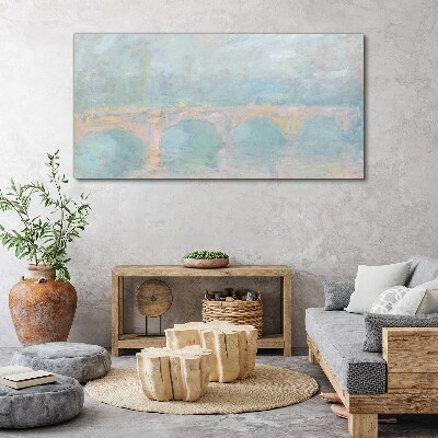 Bridge in the morning fog Canvas print