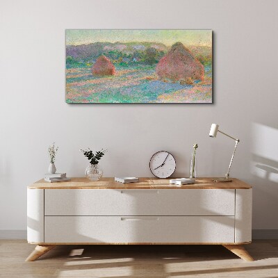 Hay harvest in the morning light Canvas print