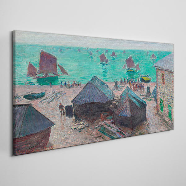 Seaside landscape with boats Canvas print