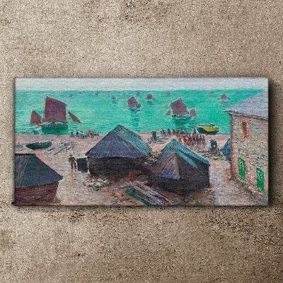 Seaside landscape with boats Canvas print