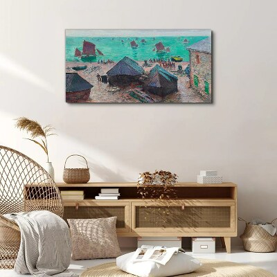 Seaside landscape with boats Canvas print