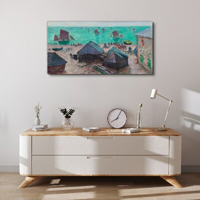 Seaside landscape with boats Canvas print