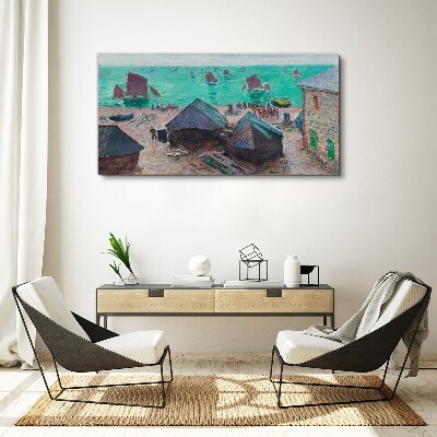 Seaside landscape with boats Canvas print