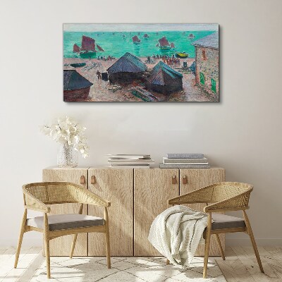 Seaside landscape with boats Canvas print