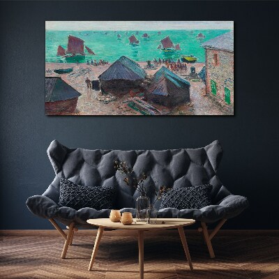 Seaside landscape with boats Canvas print