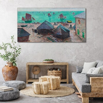 Seaside landscape with boats Canvas print