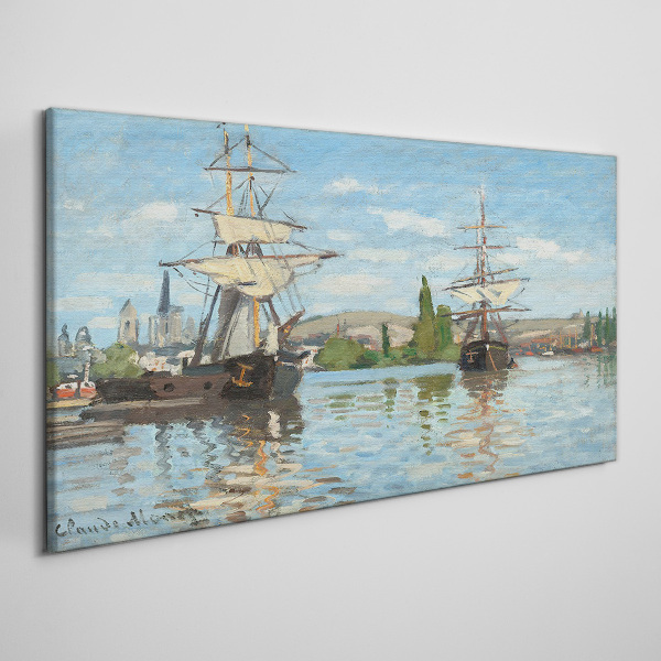 Sailing ships on the river Canvas print