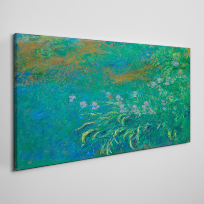 Green landscape with flowers Canvas print