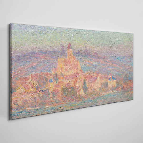 Misty landscape with a castle Canvas print