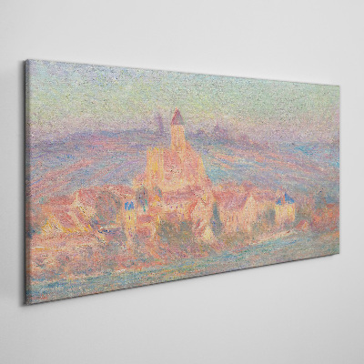 Misty landscape with a castle Canvas print