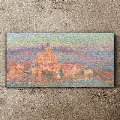 Misty landscape with a castle Canvas print