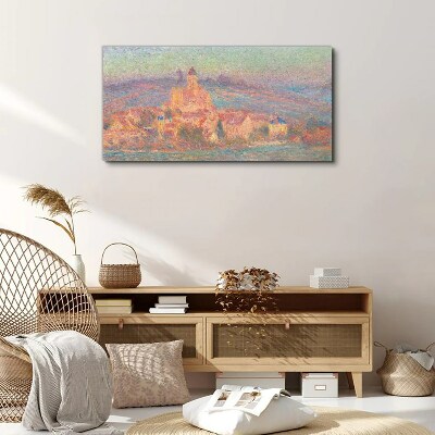Misty landscape with a castle Canvas print