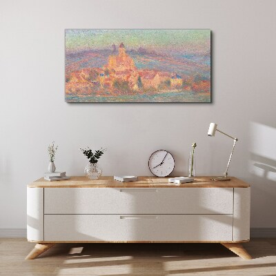 Misty landscape with a castle Canvas print