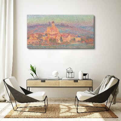 Misty landscape with a castle Canvas print