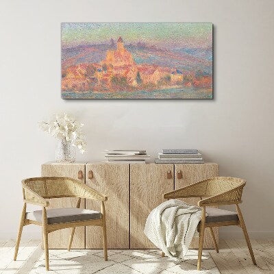 Misty landscape with a castle Canvas print