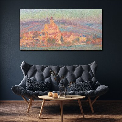 Misty landscape with a castle Canvas print
