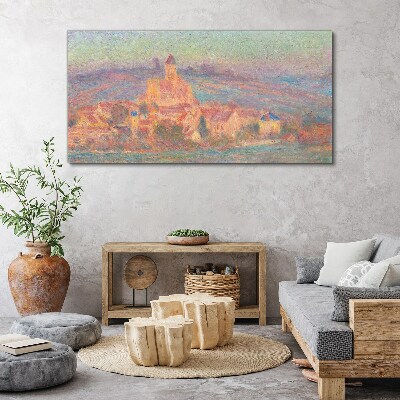 Misty landscape with a castle Canvas print