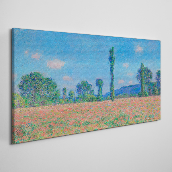 Flower field under blue sky Canvas print