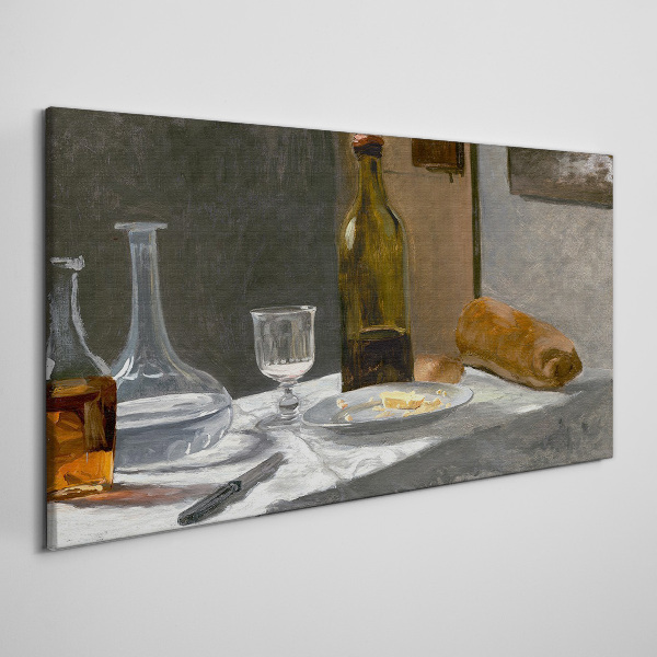 Still life with bottles and glass Canvas print
