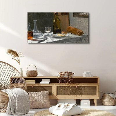 Still life with bottles and glass Canvas print
