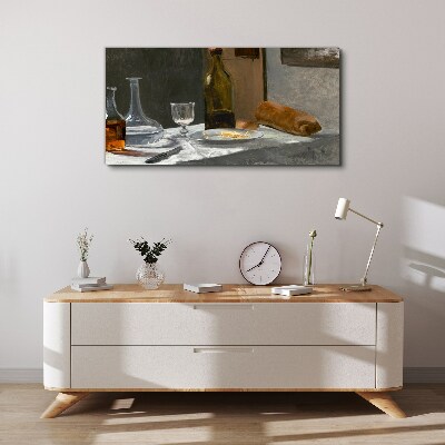 Still life with bottles and glass Canvas print