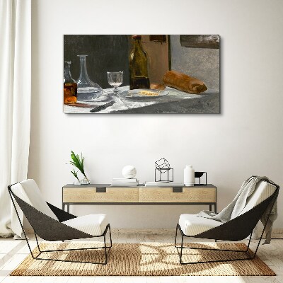 Still life with bottles and glass Canvas print