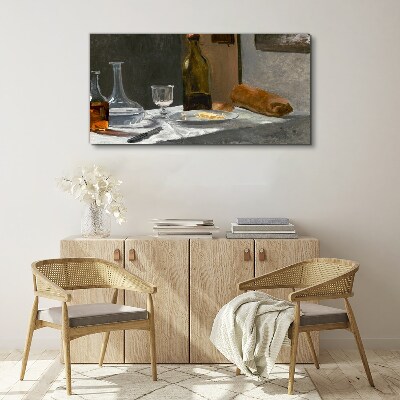 Still life with bottles and glass Canvas print