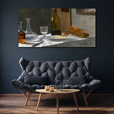Still life with bottles and glass Canvas print