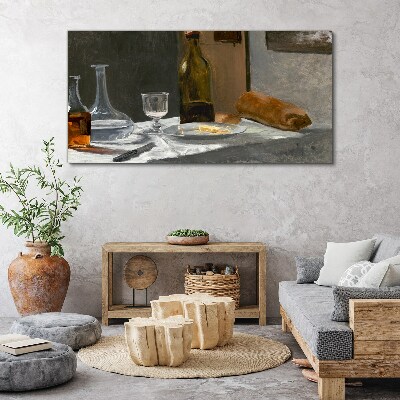 Still life with bottles and glass Canvas print