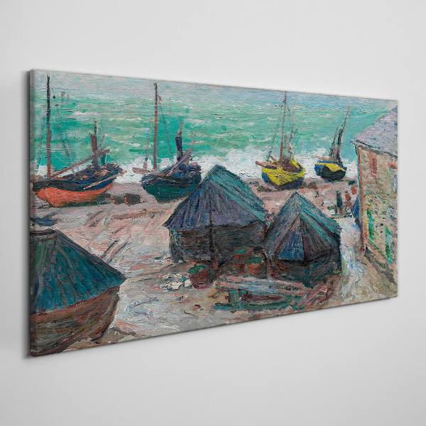 Sea port with boats Canvas print