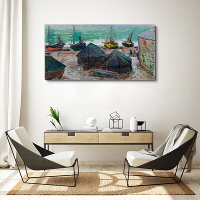 Boats on the beach monet Canvas print