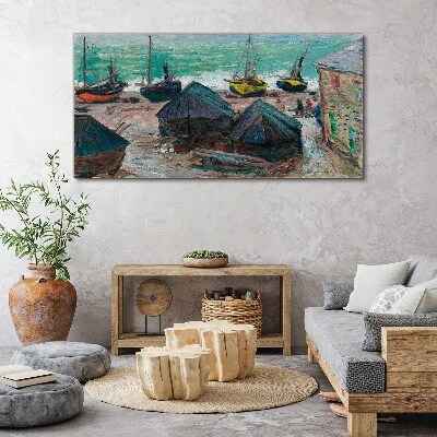 Boats on the beach monet Canvas print