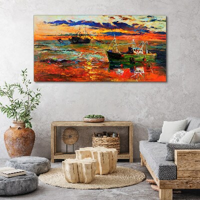 Sunset over the sea Canvas Wall art