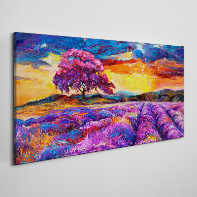 Meadow tree sunset Canvas Wall art