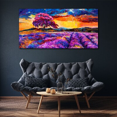 Meadow tree sunset Canvas Wall art
