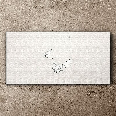 Delicate birds on the background Canvas print