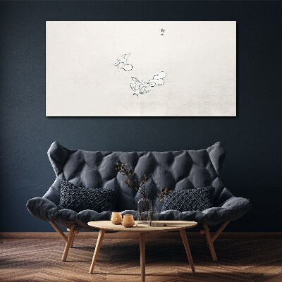 Delicate birds on the background Canvas print