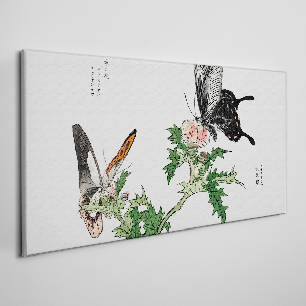 Butterflies against the background of vegetation Canvas print