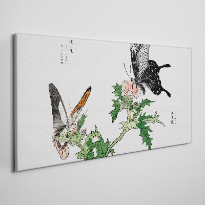 Butterflies against the background of vegetation Canvas print