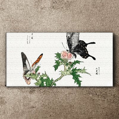 Butterflies against the background of vegetation Canvas print