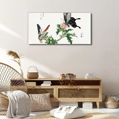 Branch butterfly flowers Canvas print