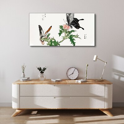 Branch butterfly flowers Canvas print