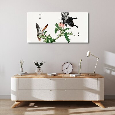 Butterflies against the background of vegetation Canvas print