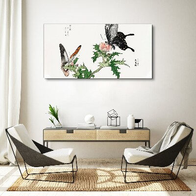 Butterflies against the background of vegetation Canvas print