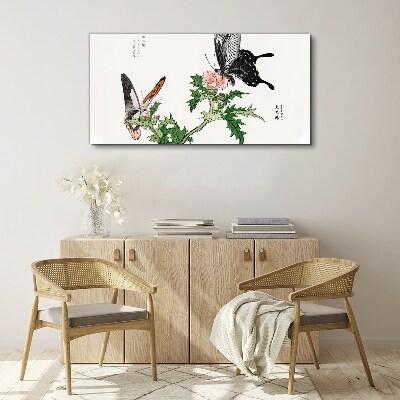Butterflies against the background of vegetation Canvas print