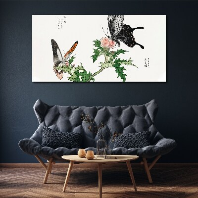 Butterflies against the background of vegetation Canvas print